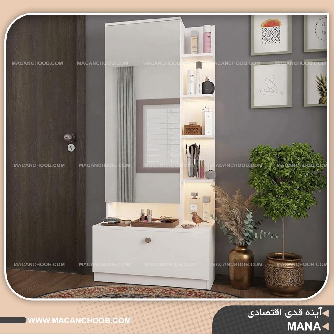 آینه قدی کشو دار و قفسه دار درب تمام اینه مدل MANA
